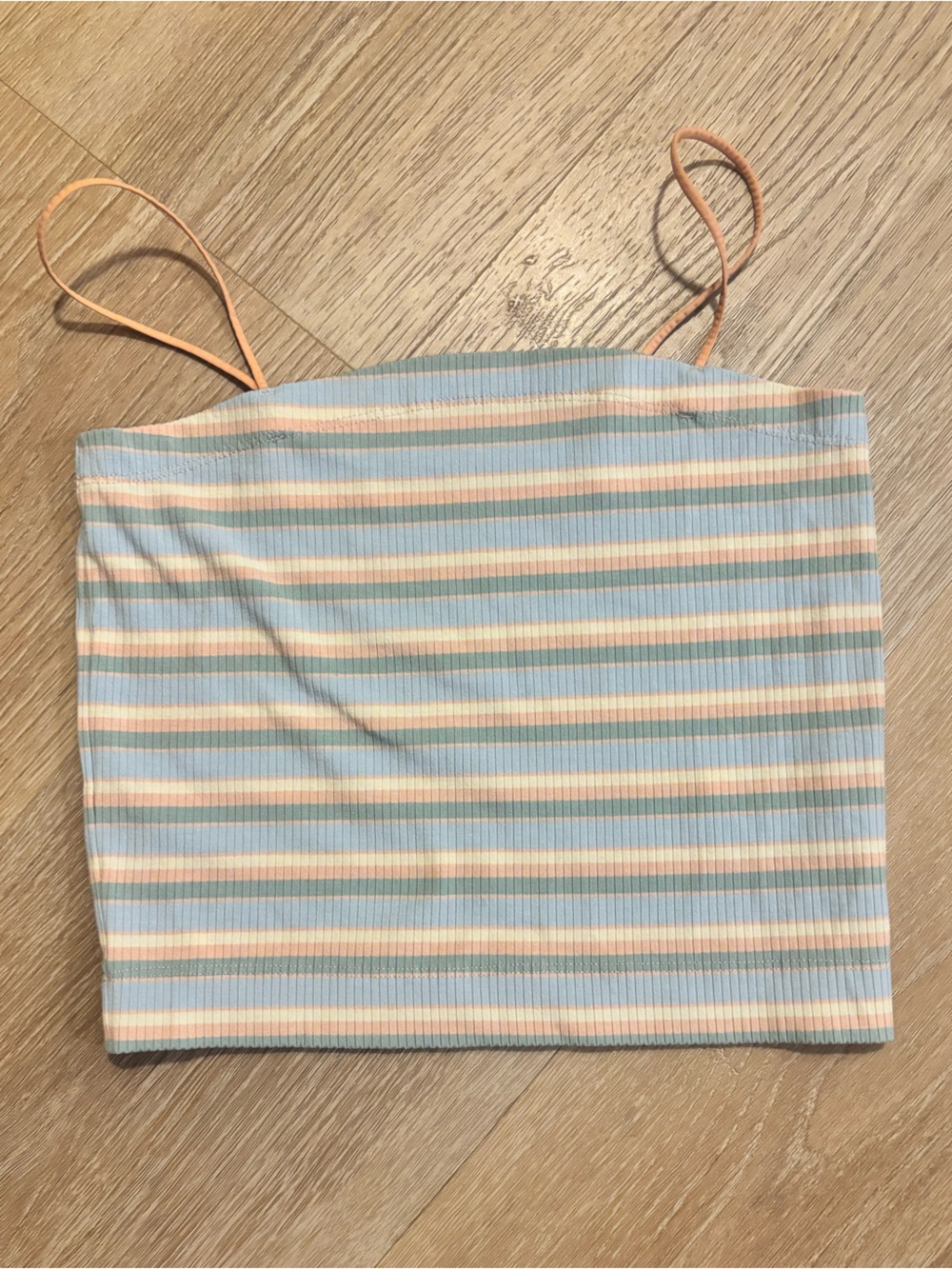 American Eagle Outfitters Pastel Striped Mini crop tank in Light Blue and cream